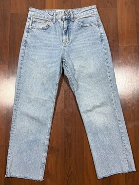 Topshop Light Blue Straight Jeans. Length is not 30! They are cut to Length 23